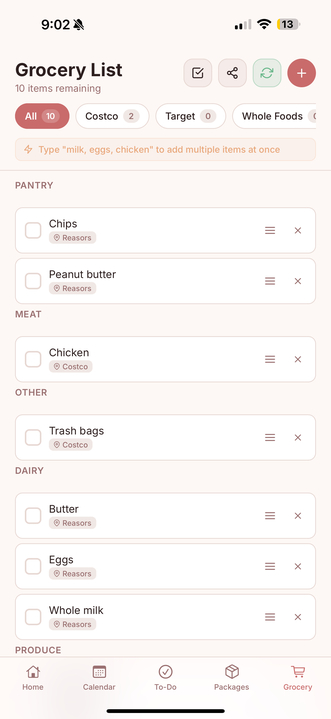 Grocery list