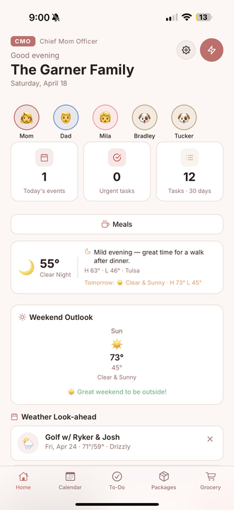 CMO home screen